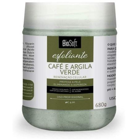 BIO SOFT Creme Esfoliante Corporal Café e Argila Verde