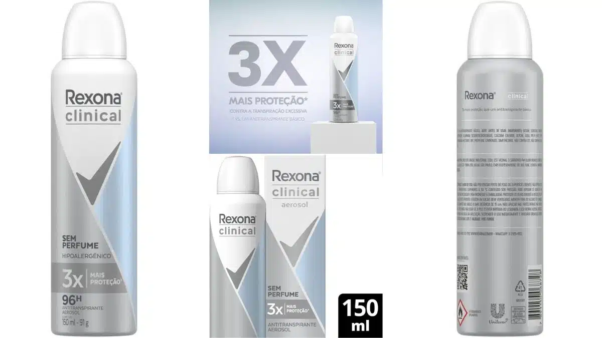 Antitranspirante Aerosol Rexona Clinical Sem perfume 150ml